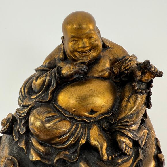 Hotei Buddha Statue 4" Happy Laughing Generous Kind Monk Zen Meditation Altar - Picture 2 of 5